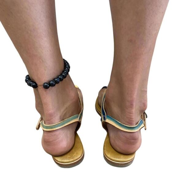 Coclico 6 Nude & Turquoise Leather Slingback Sandals Made in Spain - Picture 6 of 7